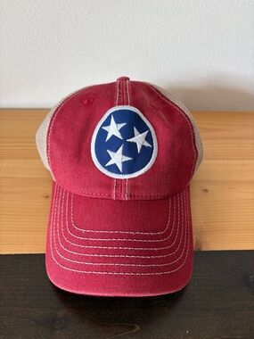 Tennessee Tri-Star Trucker Hat Red/Tan Mesh Back Adjustable Fahrenheit Headwear